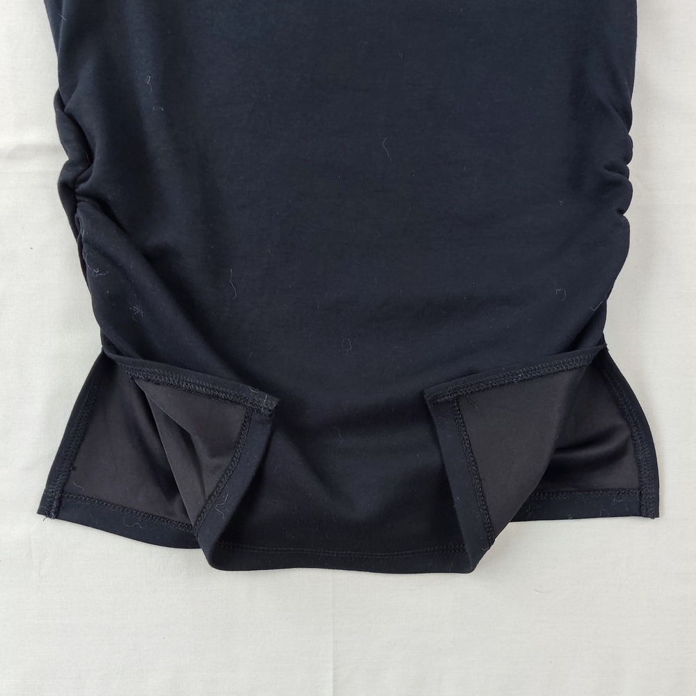 Envie Tank Top Womens Size Medium Black Ruched Side Sleeveless Crew Neck Stretch - Picture 6 of 6